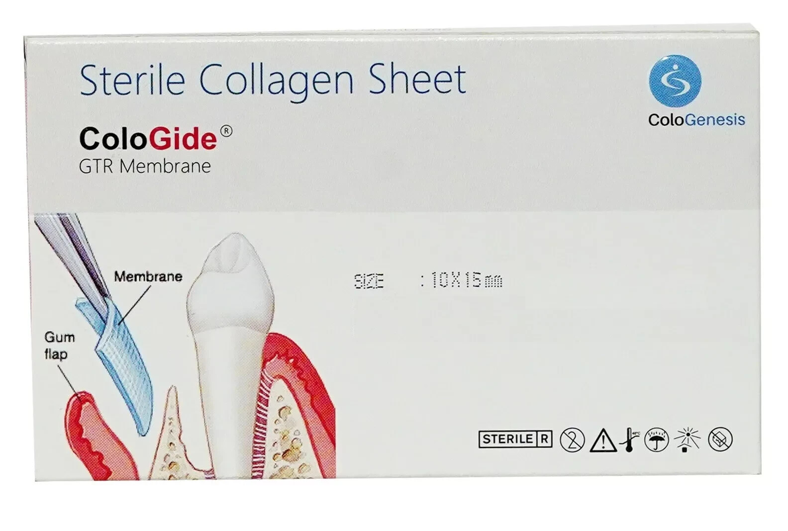 Pack of 5 New Colo Gide Sterile Collagen Sheet GTR Membrane 10 x 15mm Dental