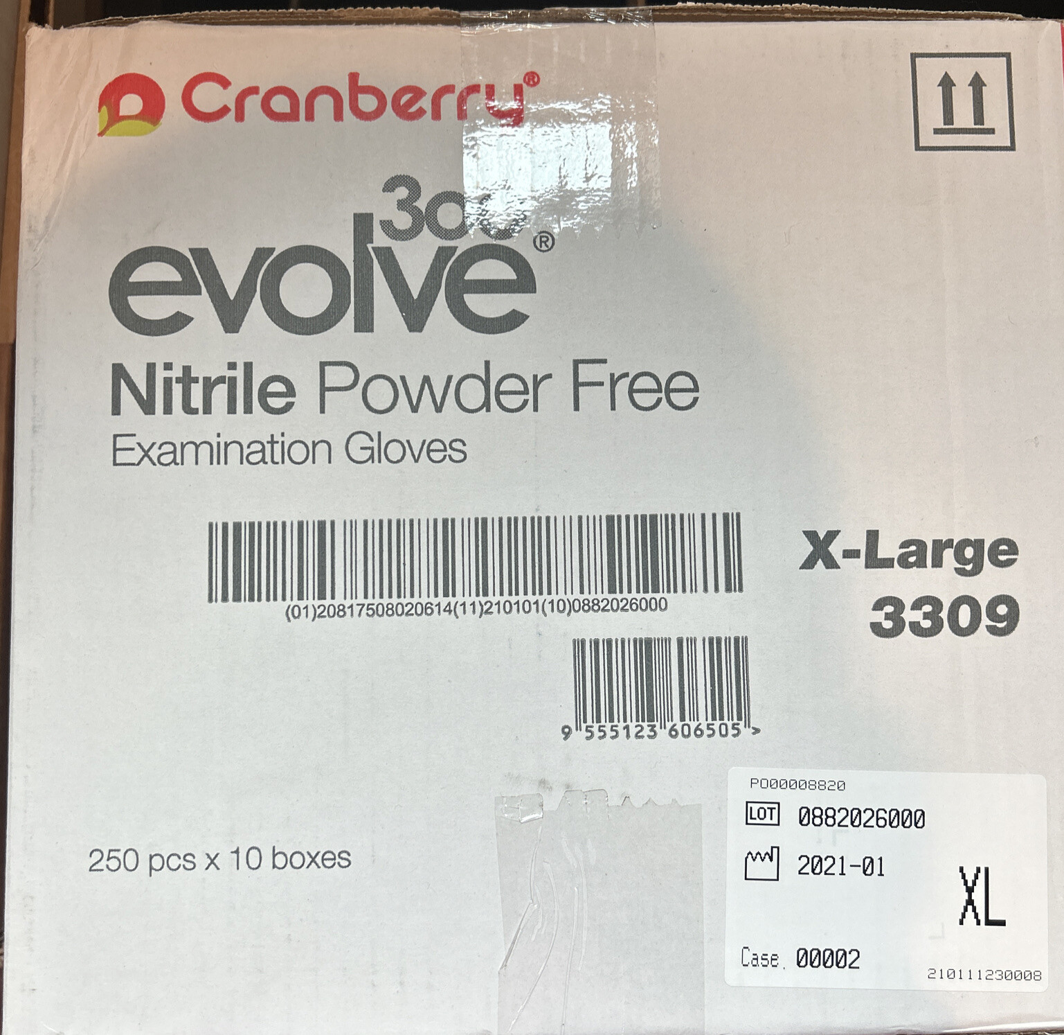 Cranberry Evolve300 Powder Free Nitrile Exam Gloves. Extra Large. 1 Case Of 10bx