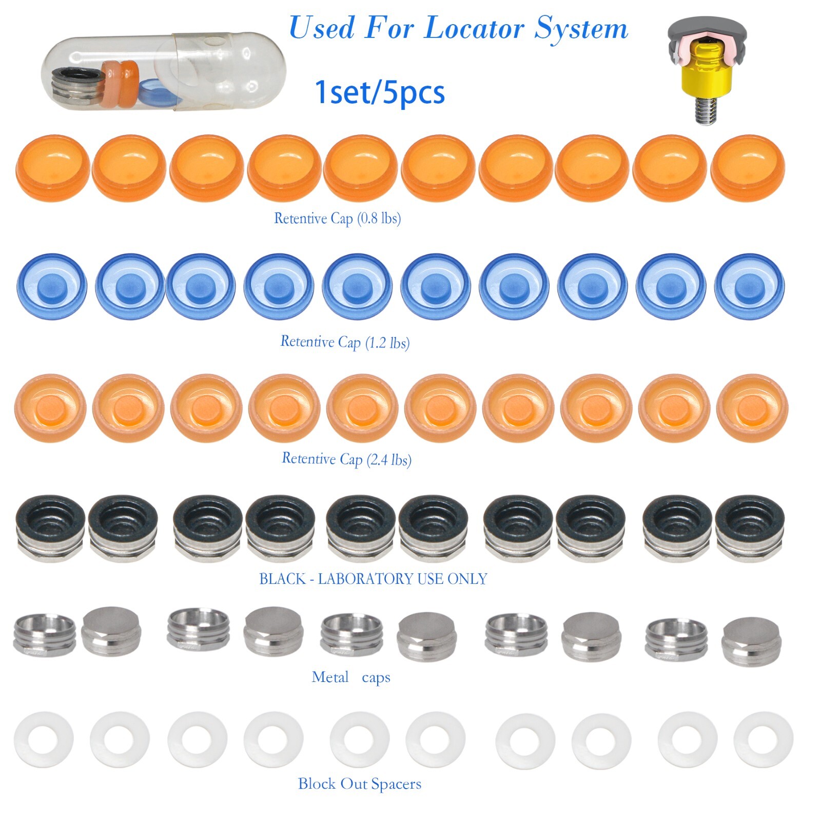 Implant Abutments Locat0r Retention Caps,Fits Hiossen Straumann Nobel Zimmer AS