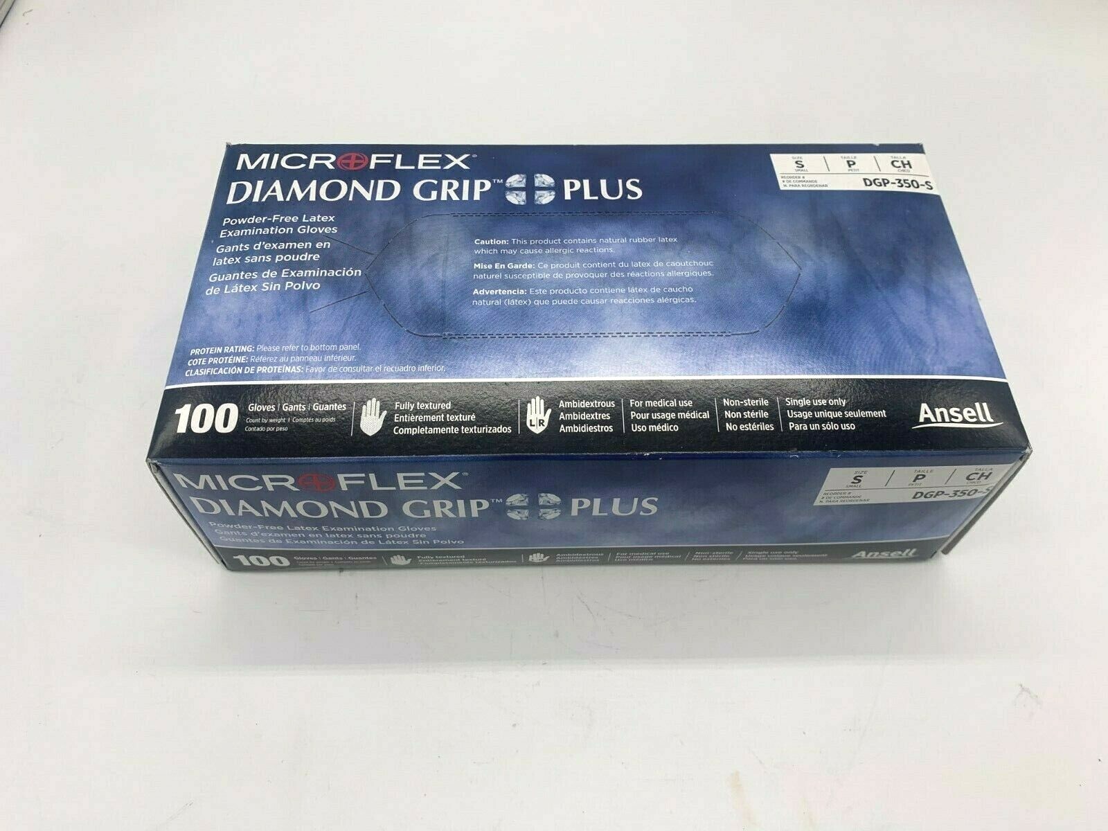 Ansell Microflex Diamond Grip Small Powder-Free Latex Glove 100 CT DGP-350-S
