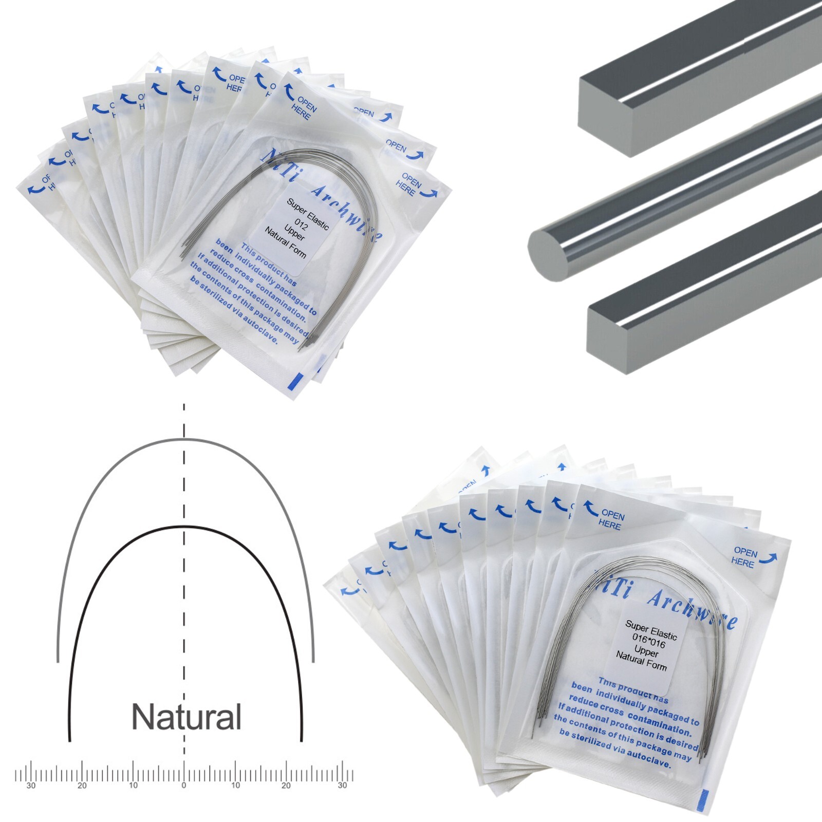 Dental Orthodontic ArchWire Super Elastic NiTi Stainless Steel Round Rectangular