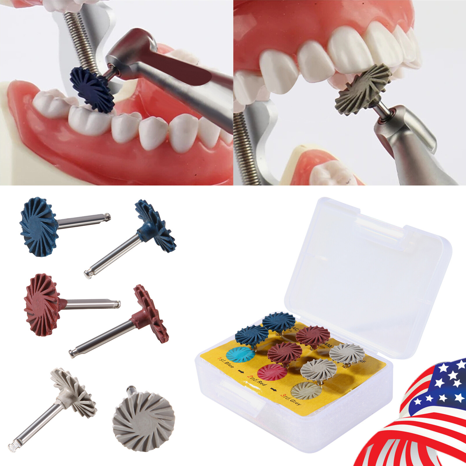 6pcs/Set Dental Composite Polishing Polisher Diamond System RA Disc 14mm Wheel