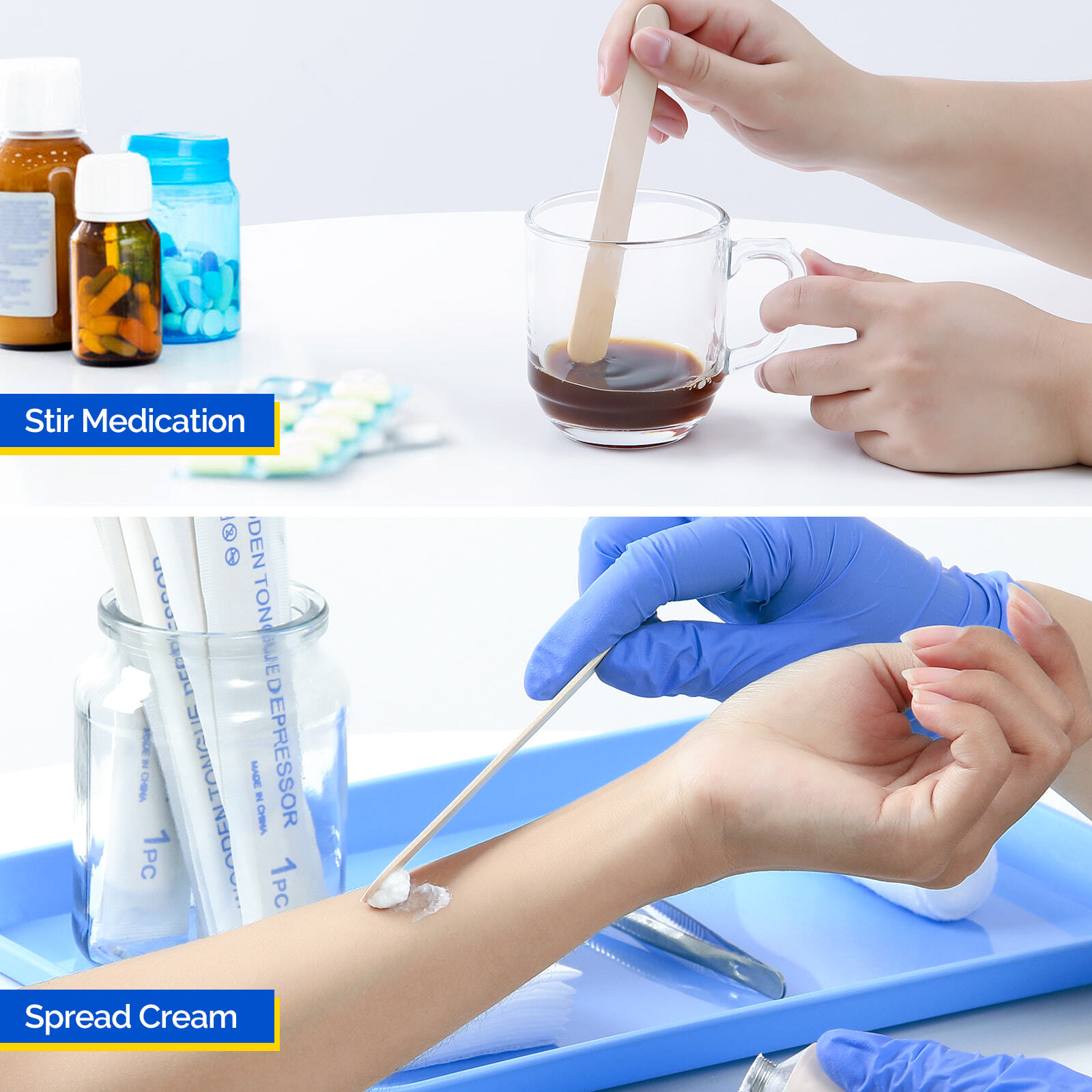 JMU Sterile Wooden Tongue Depressors 6» Senior Craft Tattoo Sticks 100-5000pcs