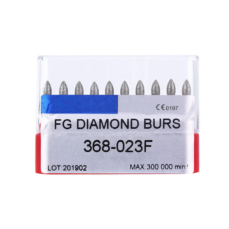 10 Pcs/Kit Dental FG Diamond Burs Football 368-023F/368-023C Pointed Fine Grit