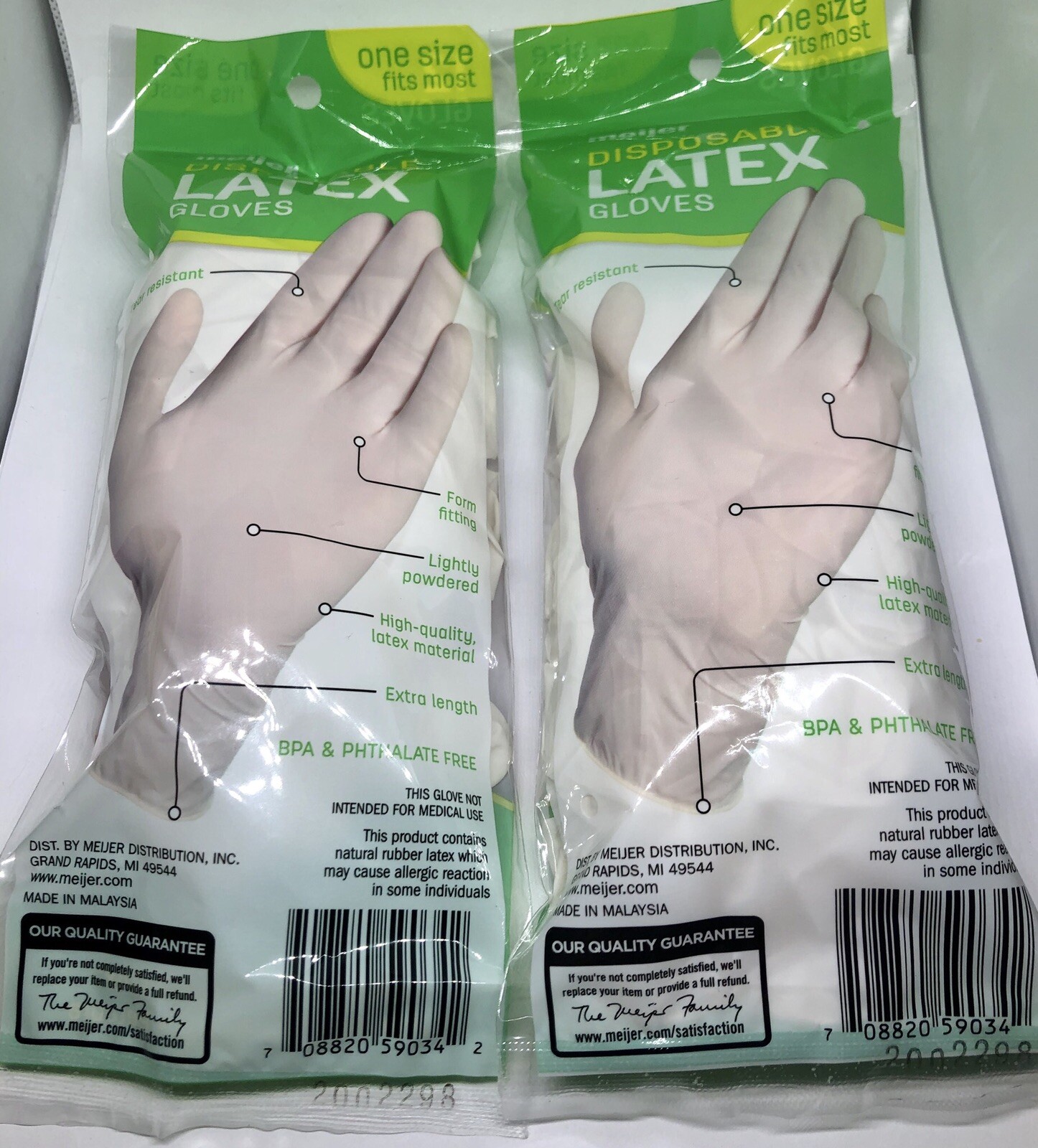 Meijer Disposable Latex Gloves, One Size 12 each 2 pack Great For Cleaning