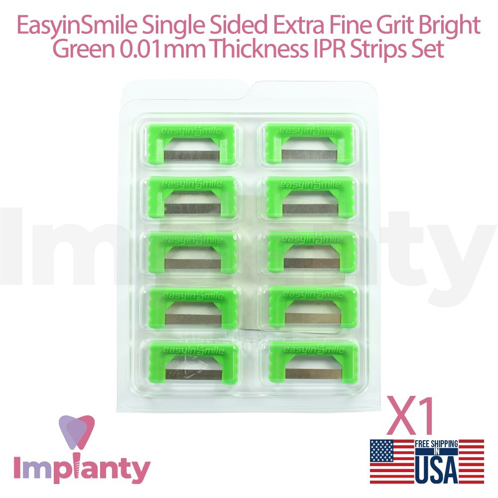 EasyinSmile Dental IPR Strips Set Single Sided Extra Fine Bright Green 0.01mm