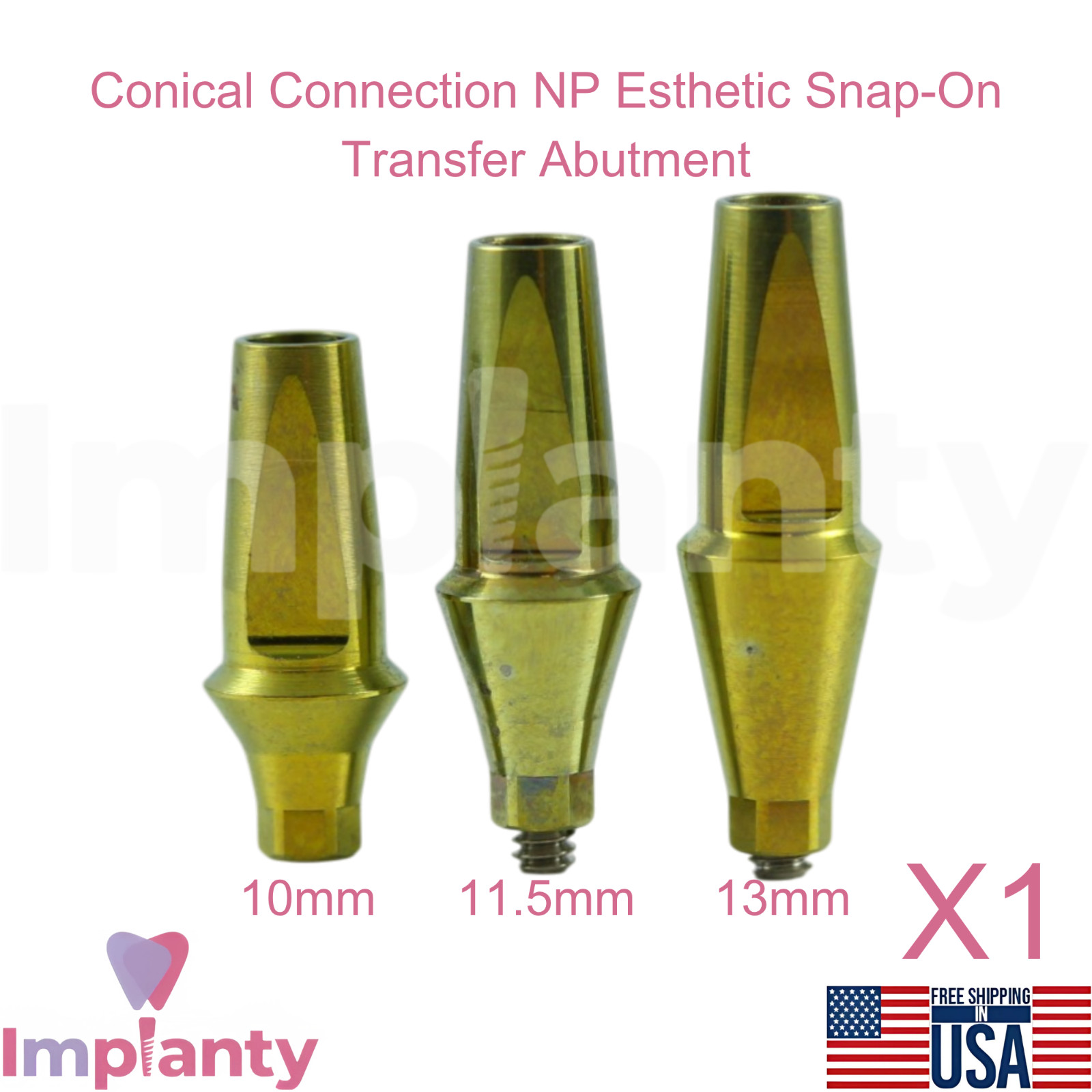 Esthetic Titanium Snap-On Transfer Dental Prosthetic Conical NP Active Hex