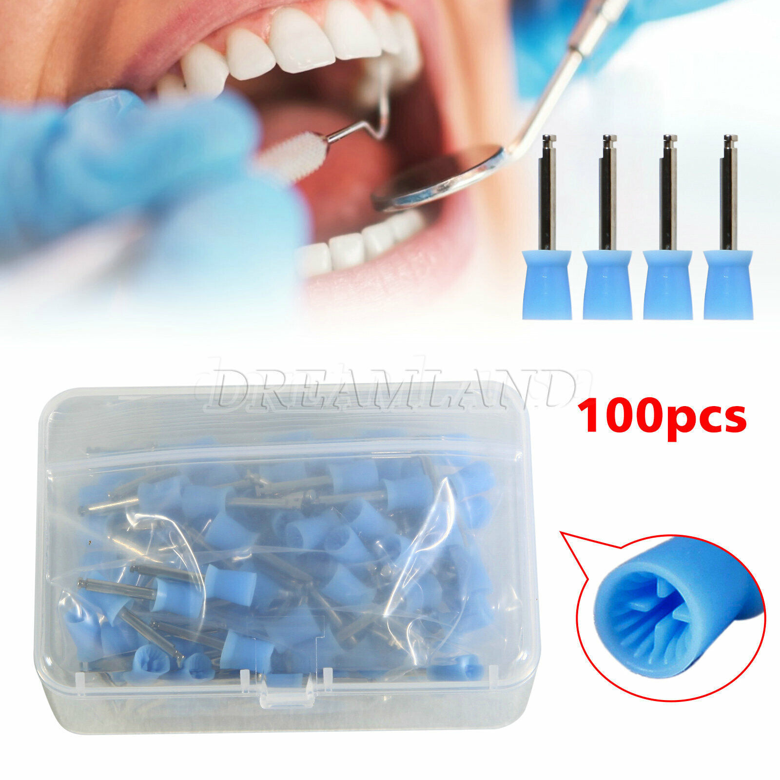 100-1000PCS Prophy Cup Latch Type RUBBER DENTAL POLISHING LATEX FREE
