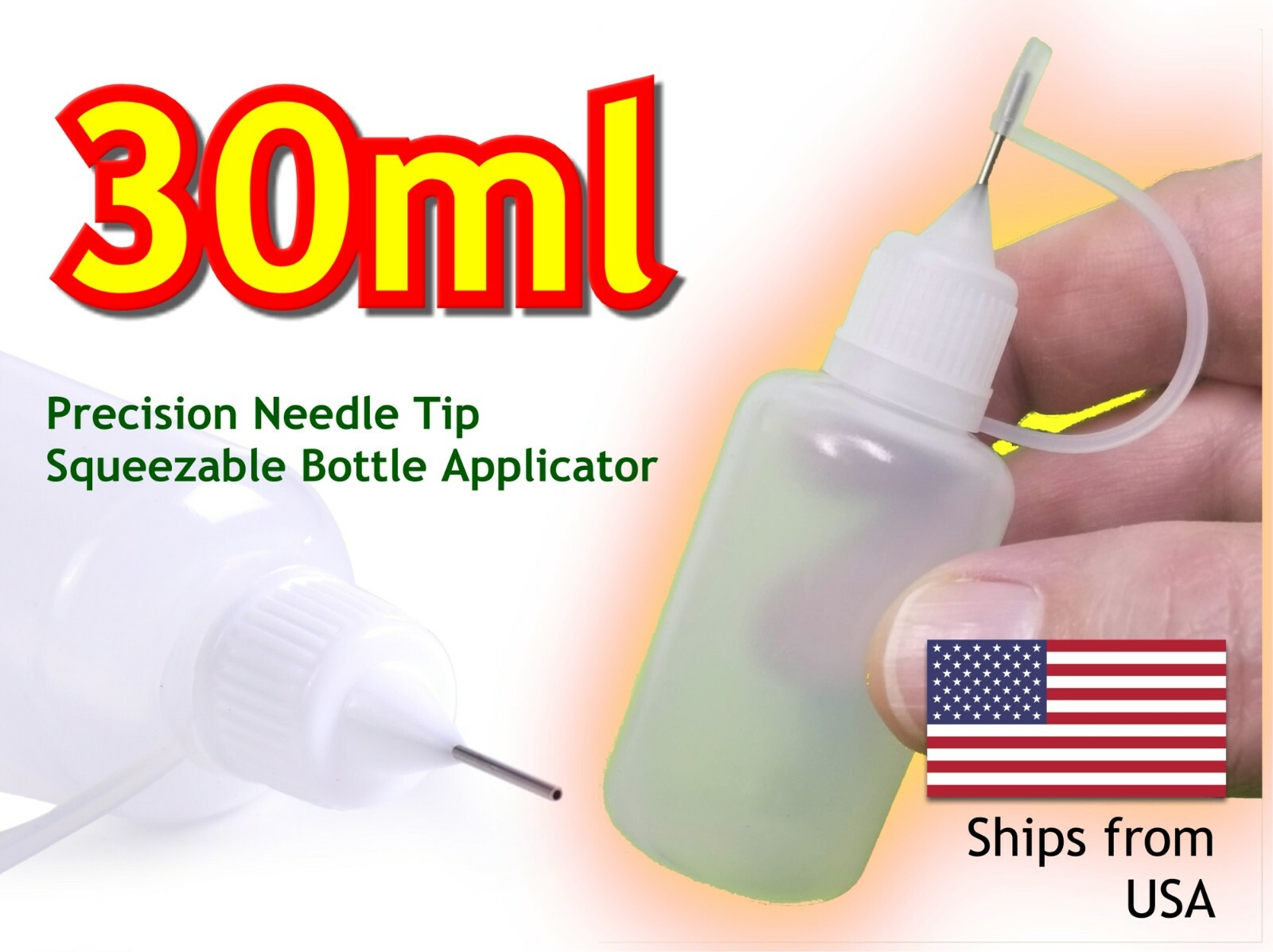 30ml Quality Empty Needle Tip Squeezable LDPE Plastic Bottles – WHITE CAP