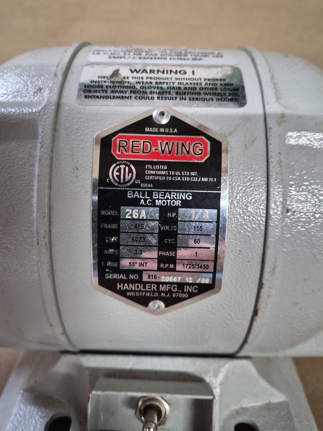 Handler Red Wing 26A Dental Lab Lathe