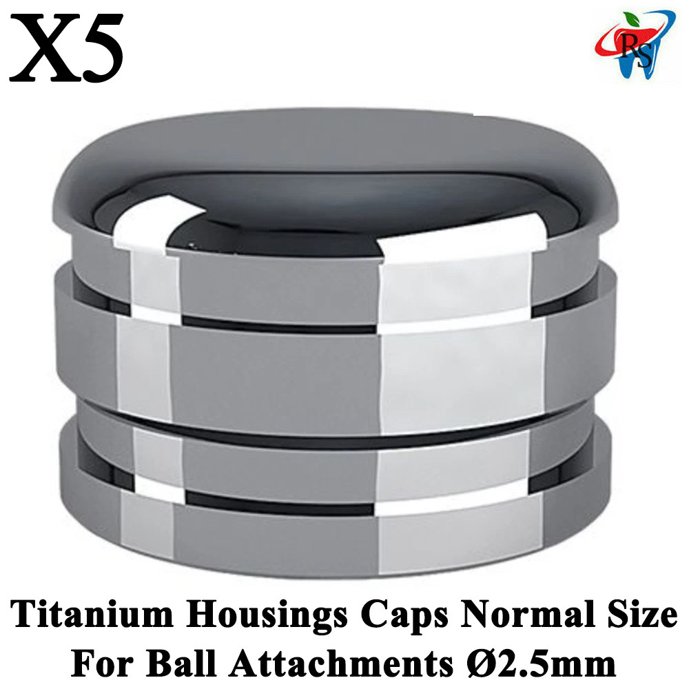 5pcs Dental Titanium Housings Caps Normal Size For Ball Attach ments Ø2.5mm