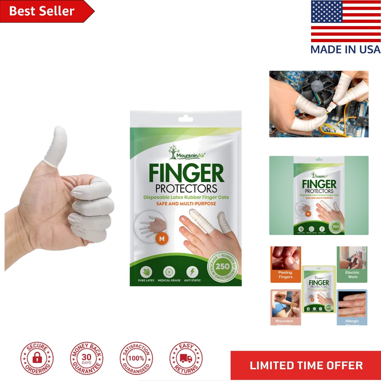 Latex-Free Finger Covers – 250 Stretchy Finger Gloves for Multi-Use Protection