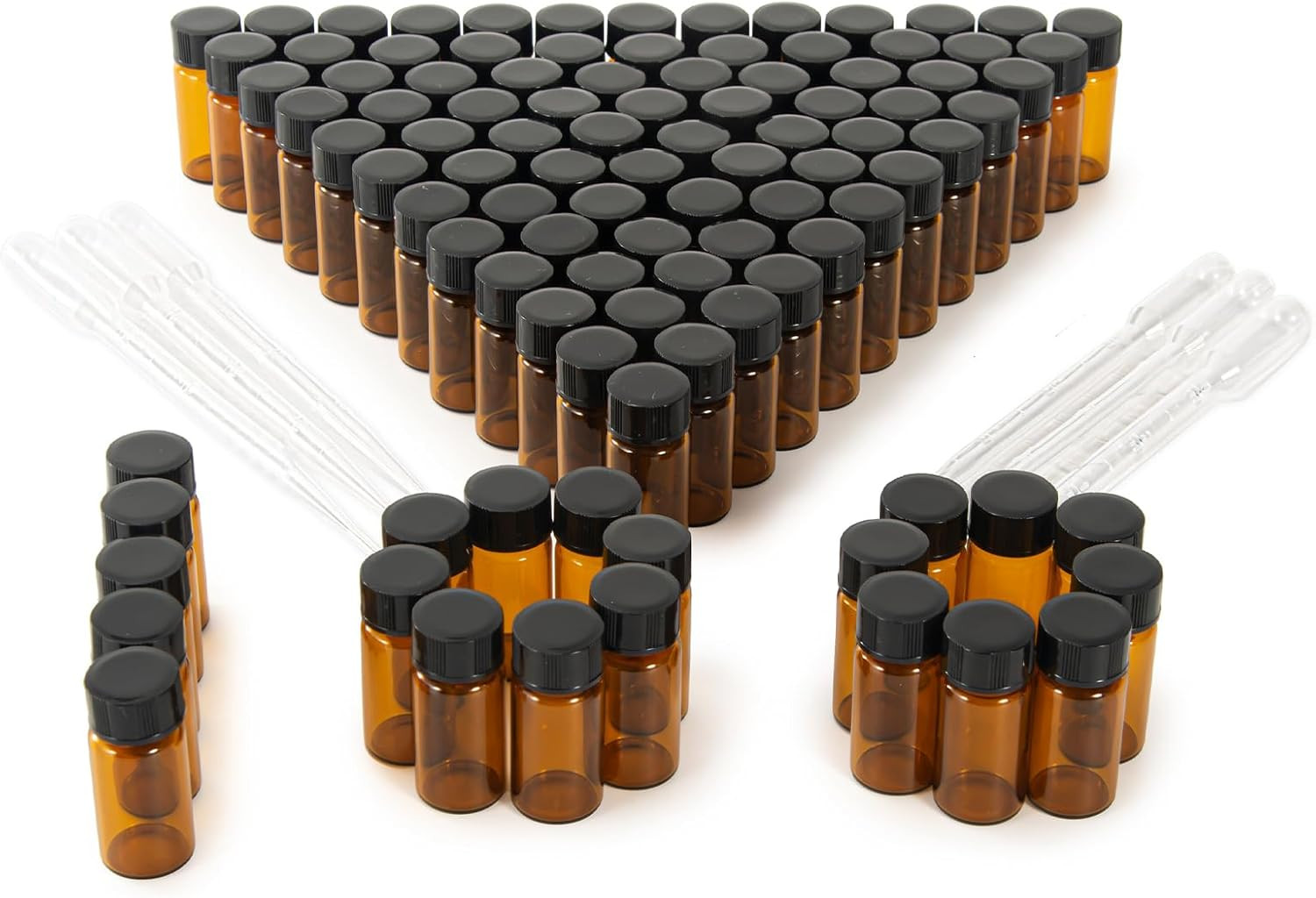 5ml Amber Small Glass Vials 100pcs with Screw Caps(100pcs) 100pcs,