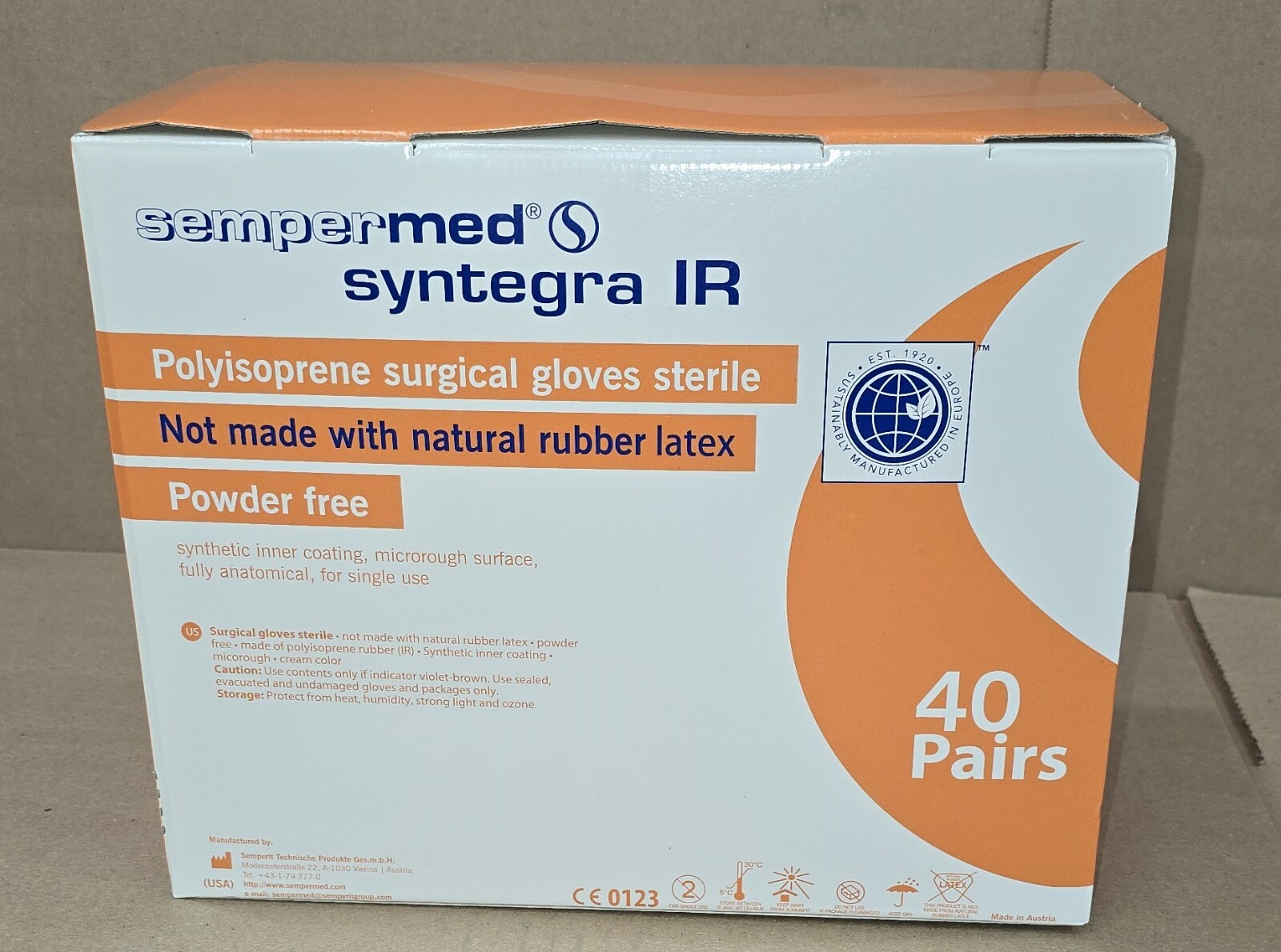 Sempermed Syntegra IR Polyisoprene Surgical Gloves Sterile Size 8 1/2, 40/pairs