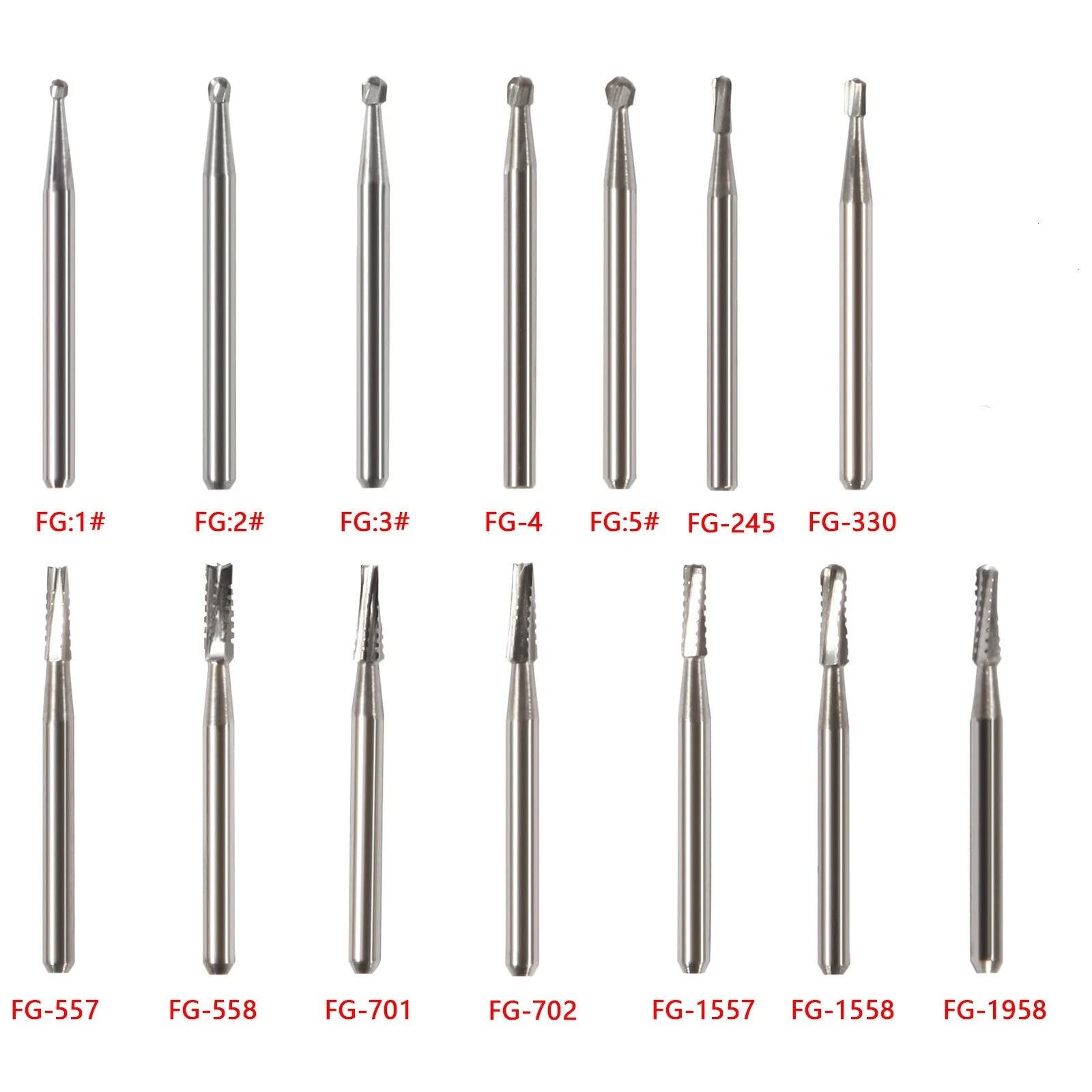 10 Pcs/Box Dental High Speed Handpiece Round Tungsten Carbide Steel Burs Drills