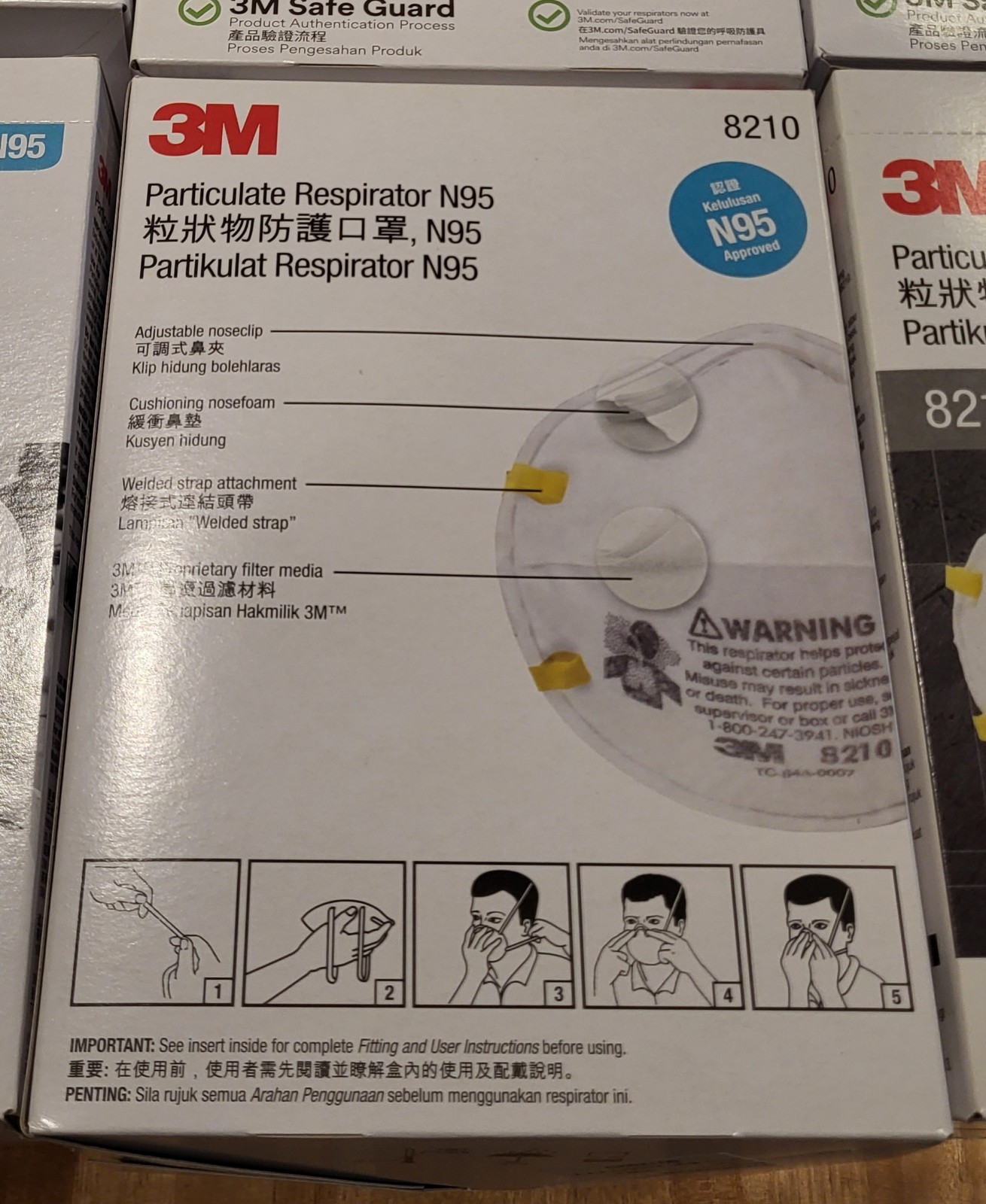 3M N95 Disposable Protective Particulate Respirator Dust Masks (8 Boxes)