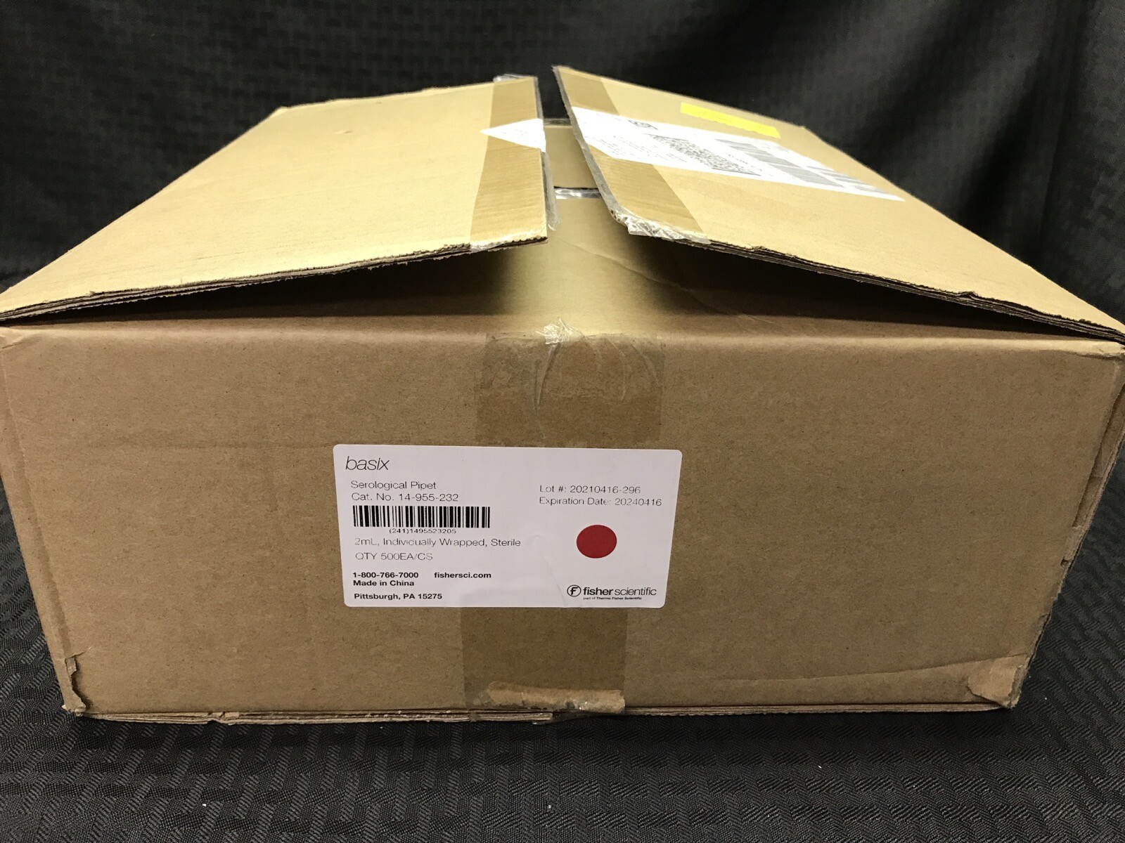 (500)FISHER BASIX Polystyrene 2mL in 1/100 Graduated Serological Pipets 14955232