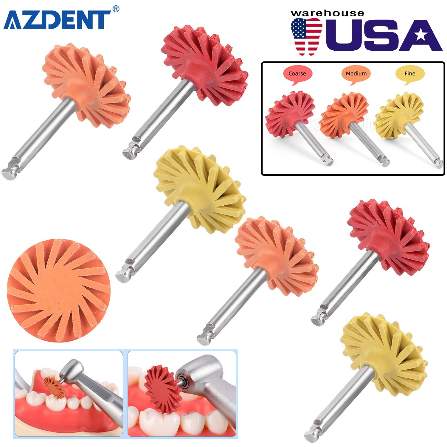6pcs/packs AZDENT Dental Composite Polishing Diamond System RA disc 14mm Wheel