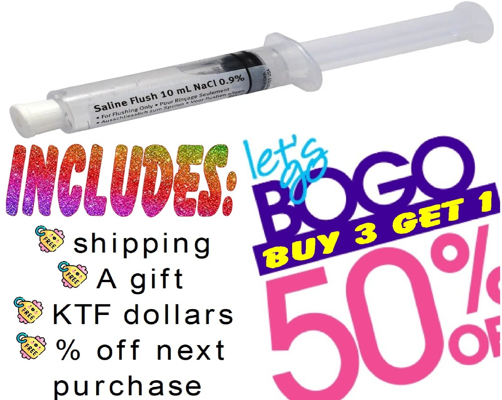 🆕10-0.9%Saline Flush 10ML,singly wrapped.buy 3 get 1 half off + bonus🆓🚚🎁💵🎫