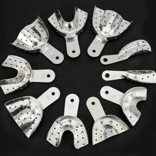 Dental Metal Impression Tray Bite Denture Alloy With Holes Perforated Instrument