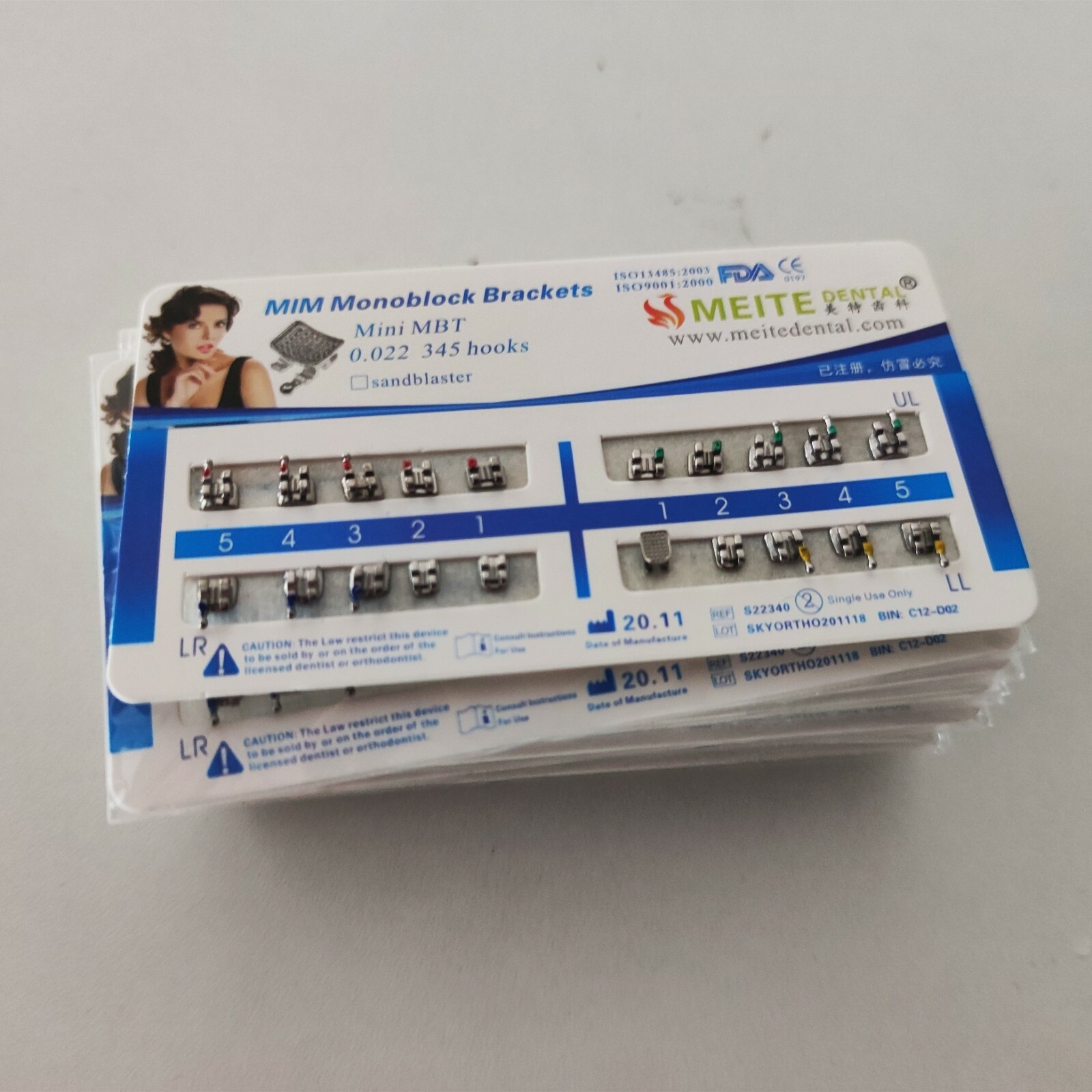 20 Packs Dental Brackets Braces Mini MBT 022 345 Hooks Mesh Base MIM Monoblock