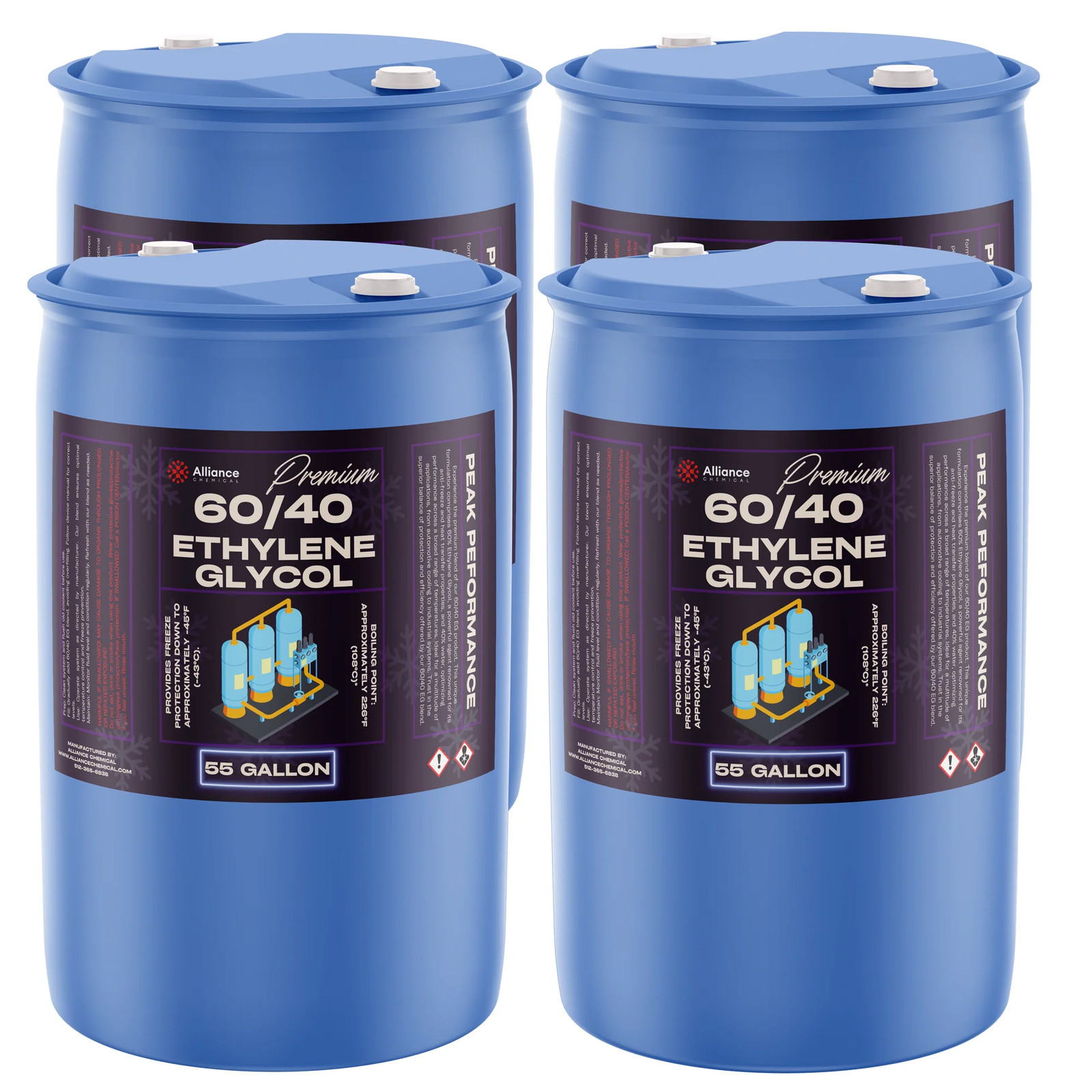 Ethylene Glycol 60/40 – 4 x 55 Gallon Drums