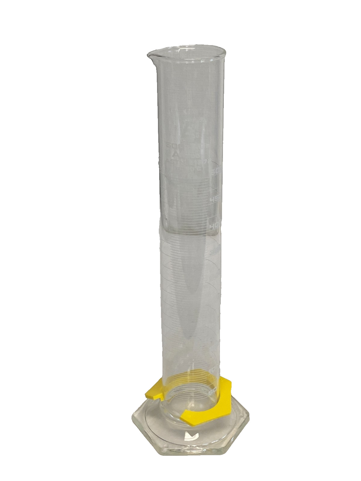 EISCO Glass Class A 500mL Graduated Cylinder w/ Hex Base & Bumper CH0341F