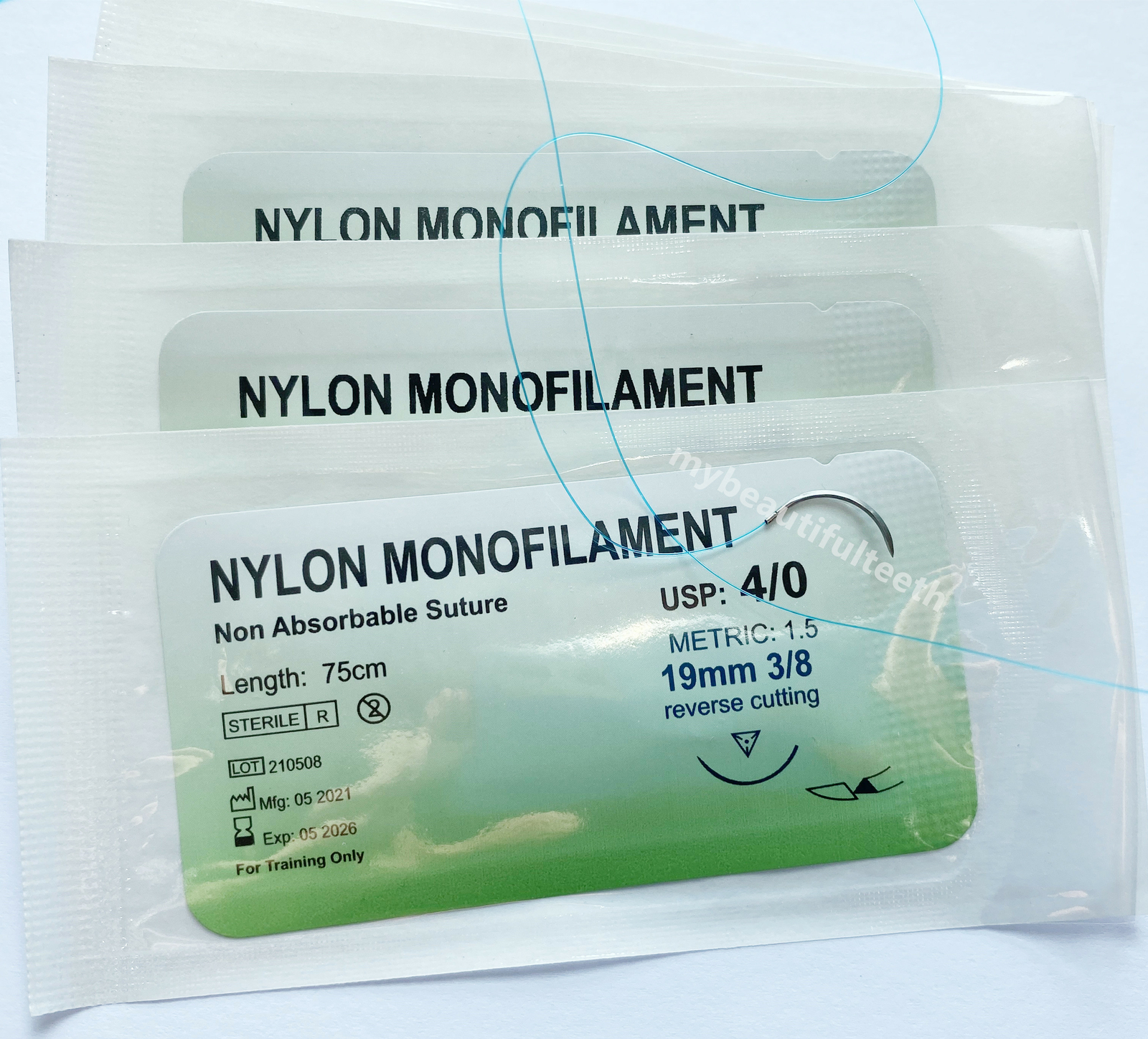 100Pcs Nylon Usp 4/0 Reverse Cut Metric Study Sutures Practice Suture Dental