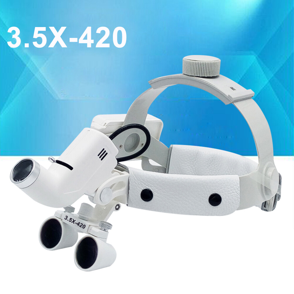 3.5X Dental Surgical Binocular Loupes Medical Headband Magnifier LED Headlight