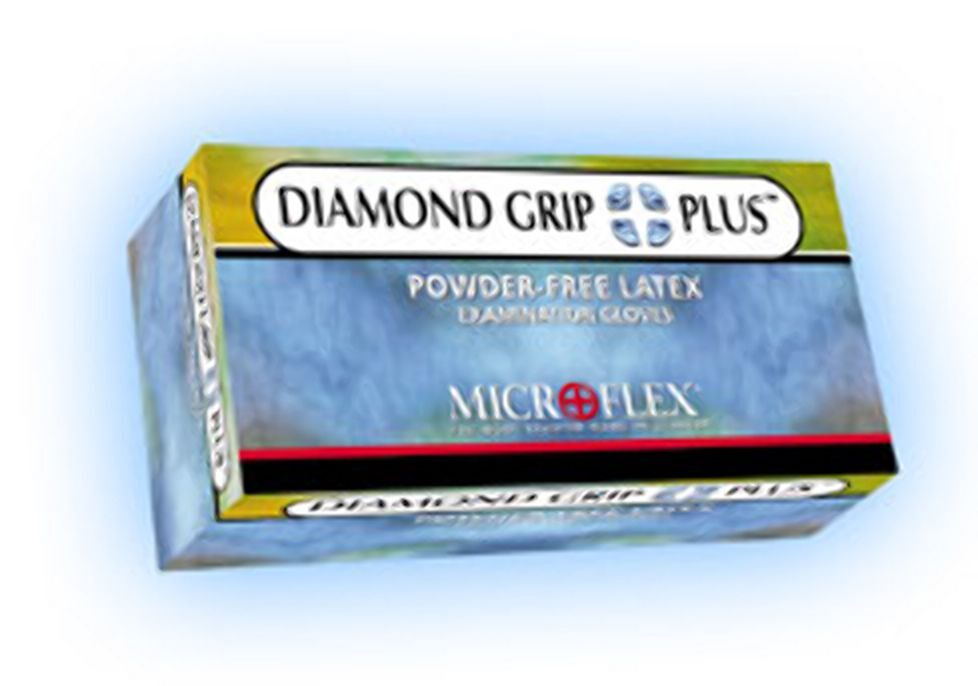Diamond Grip Plus Latex Gloves: SMALL Powder-Free 100/Bx