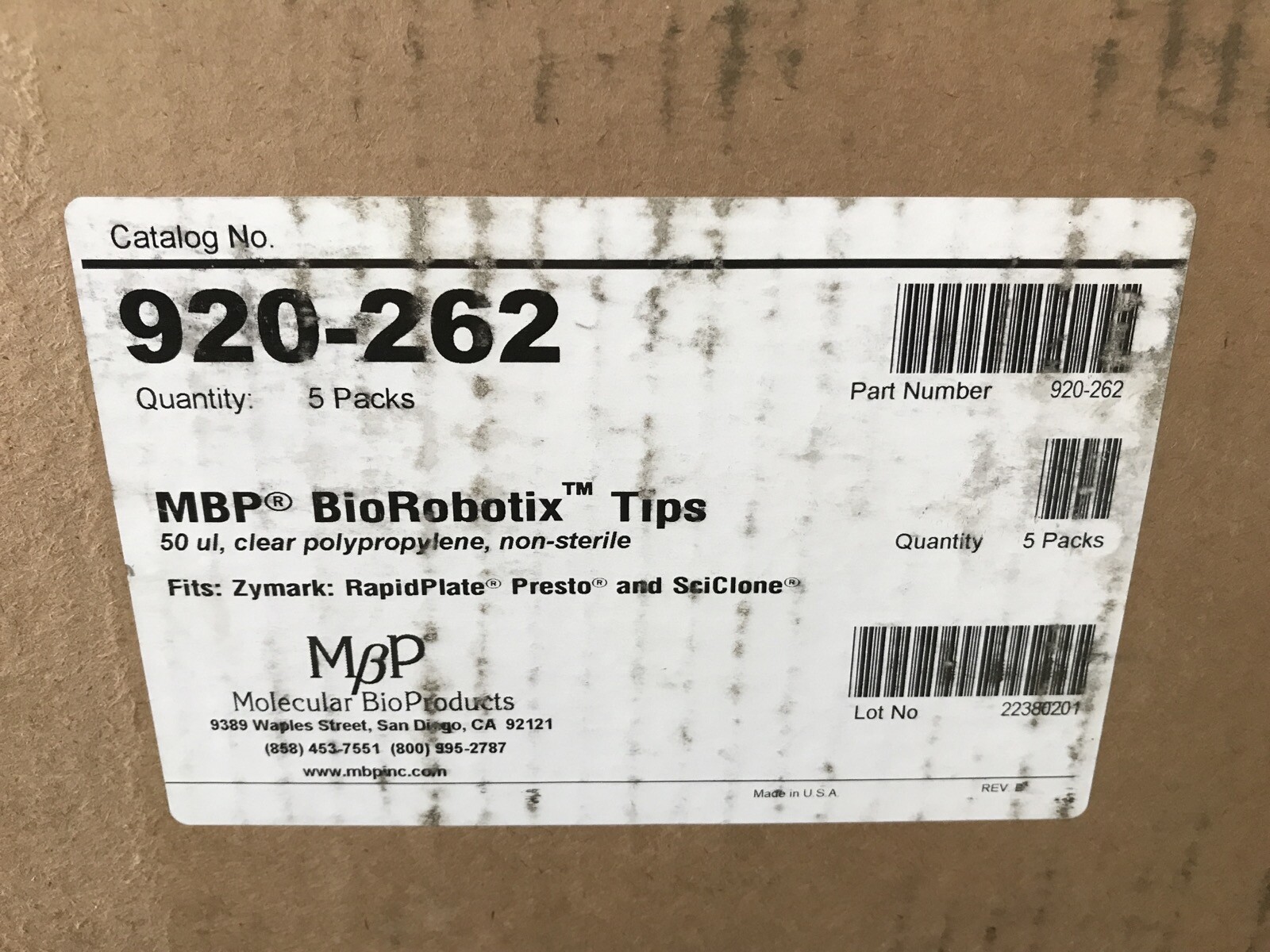 (4704/Case) MBP 50uL BioRobotix Automated Pipet Tips Non-Sterile 920-262
