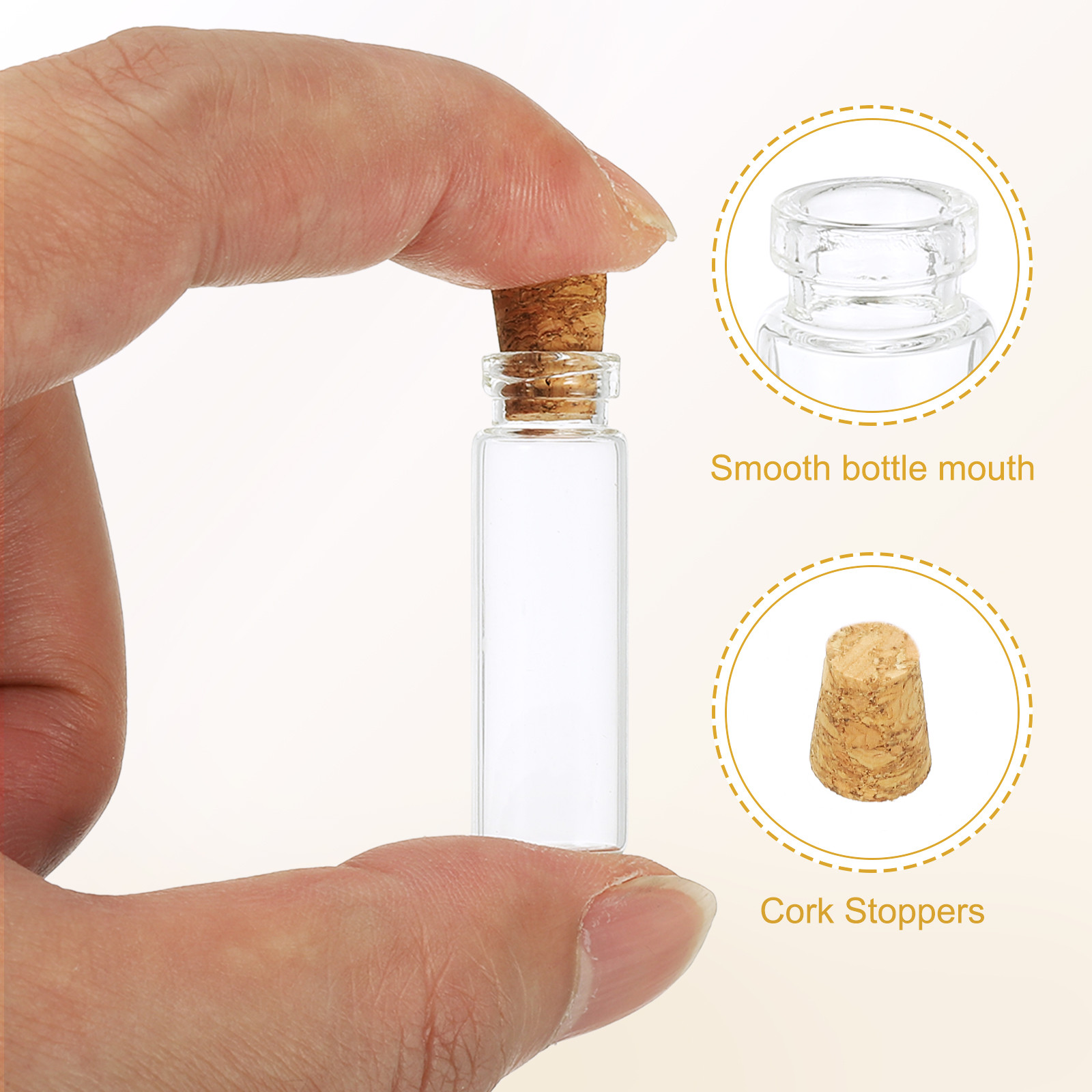 2ml Tiny Glass Bottles Vials 100Pcs Mini Clear Bottles Glass with Cork Stoppers