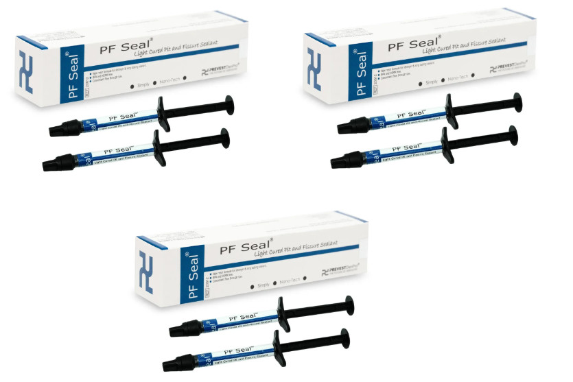 3 x Dental PF SEAL Light Cured Pit and Fissure Sealant 2 x 2gm Syr Pack
