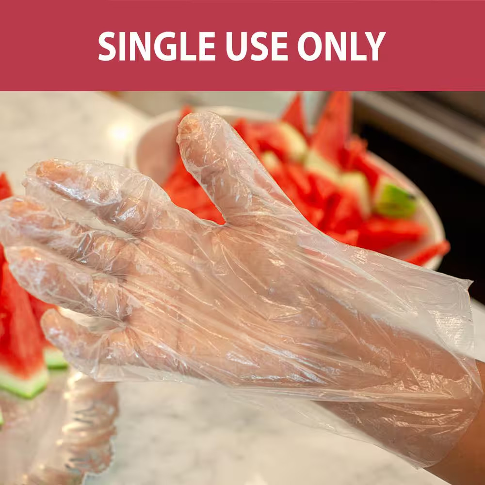 Disposable Poly Gloves Long Cuff Food Handling HDPE 1Size 525Box 2Pack Cleaning
