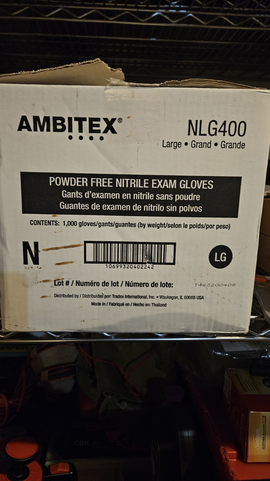 Ambitex NLG400 Nitrile Large Disposable Gloves Box – 10×100 Pieces