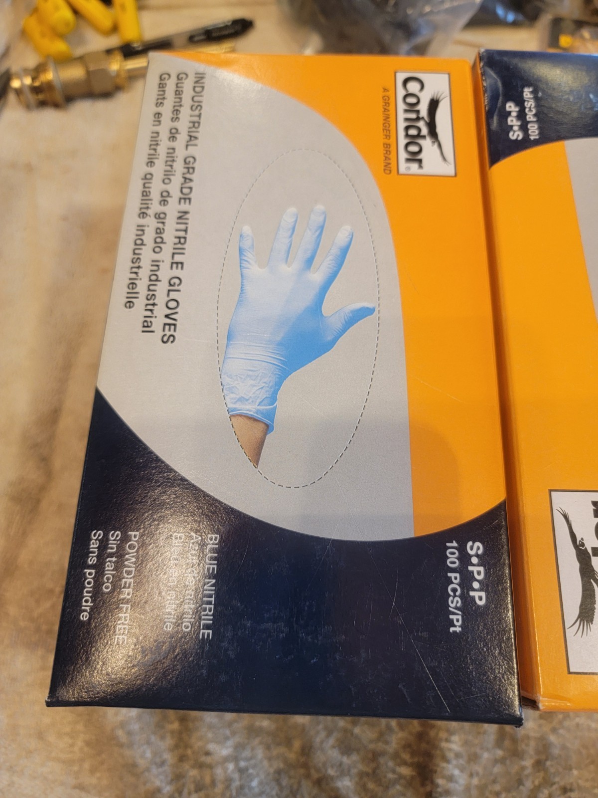 Condor 2XMA6T Disposable Gloves, Nitrile, Powder-Free, S, 3boxes Of 100 gloves.