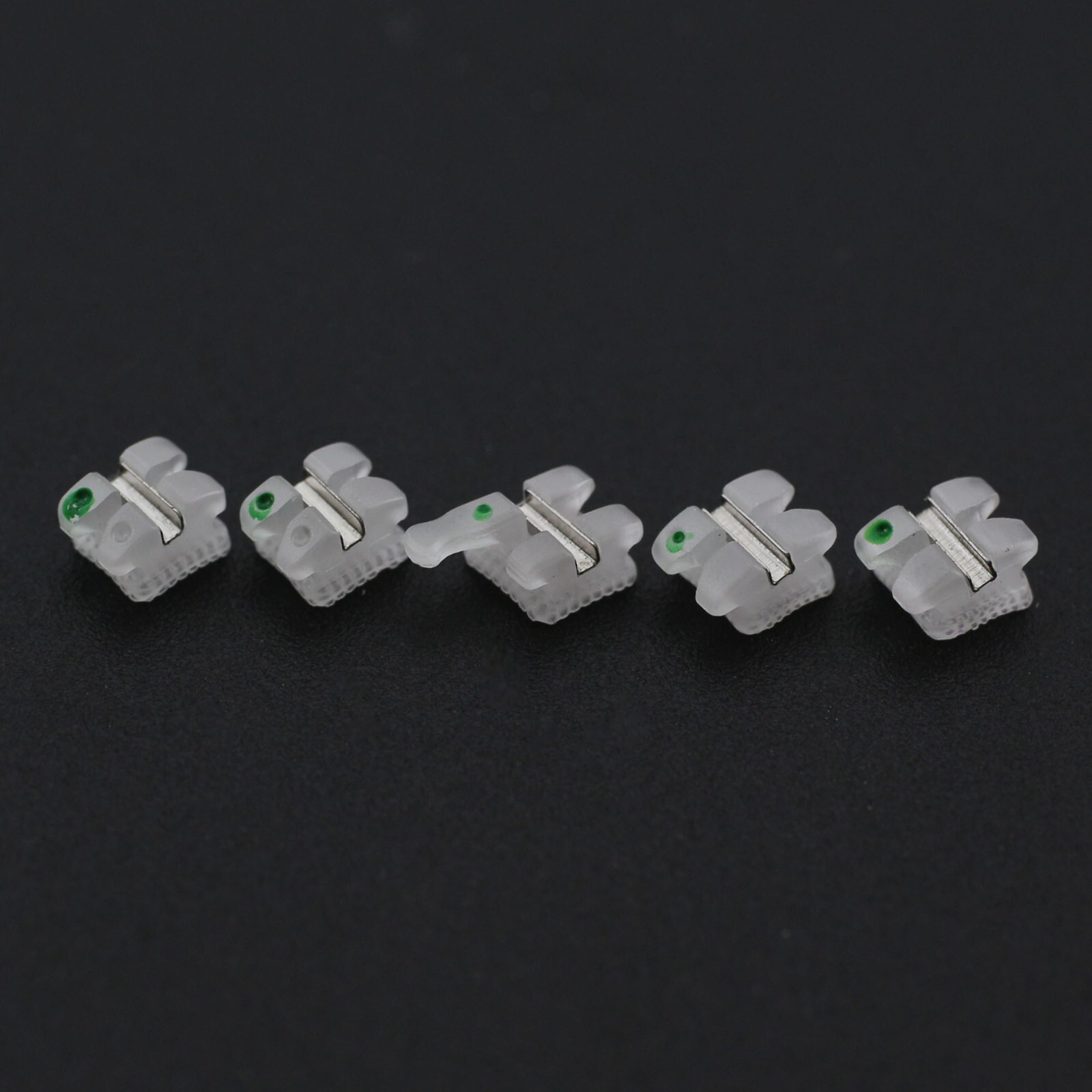 NOBLE Dental Orthodontic Ceramic Brackets Braces Roth MBT 022 3 Hooks Metal Slot