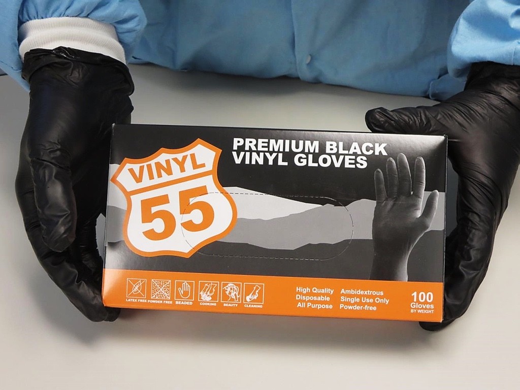 Vinyl Powder Free Vinyl Disposable Gloves (BLACK)- Pack of 100 (Free Shipping)