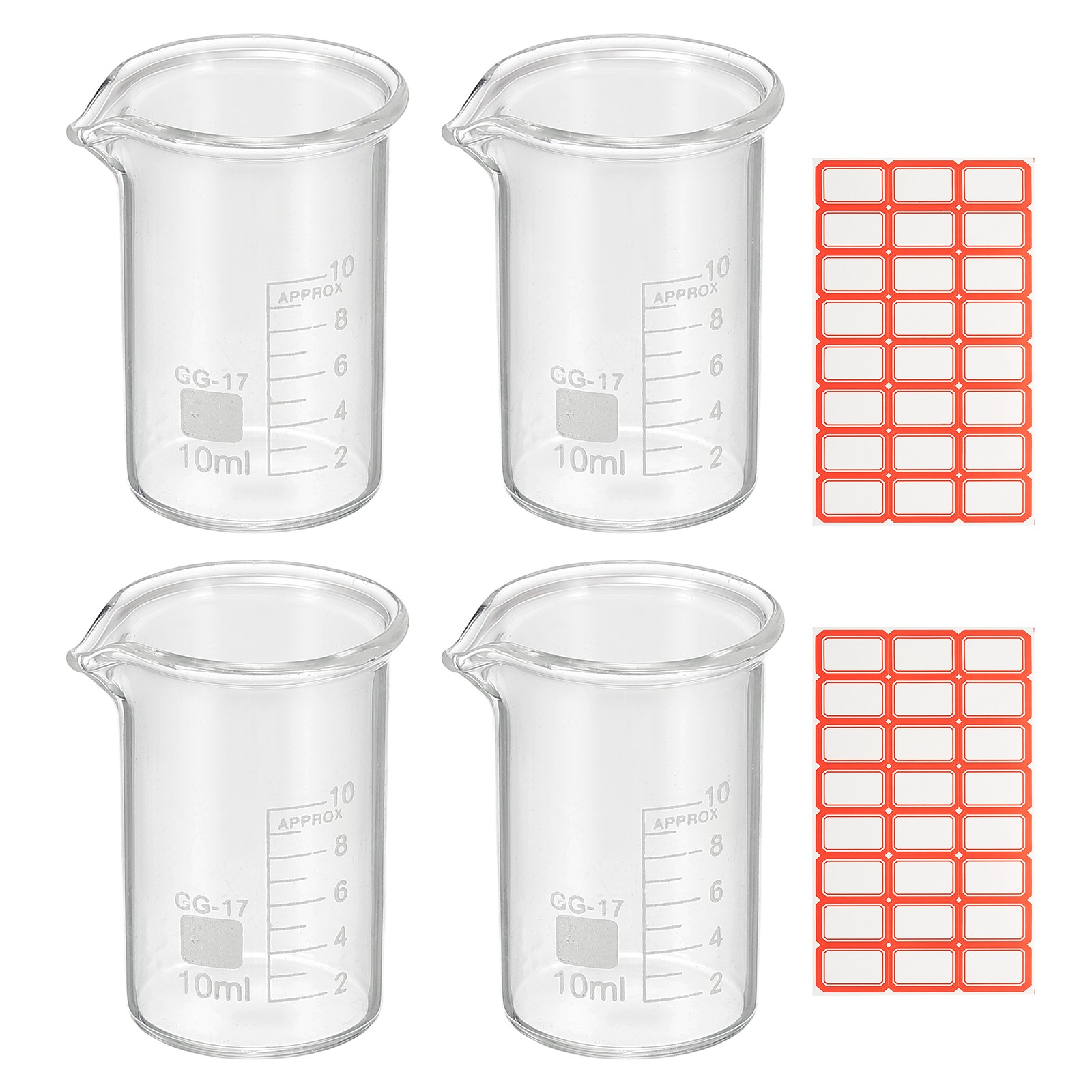 25ml Glass Beaker, 4 Pack Measuring Glass Beaker Graduated Borosilicate Cups