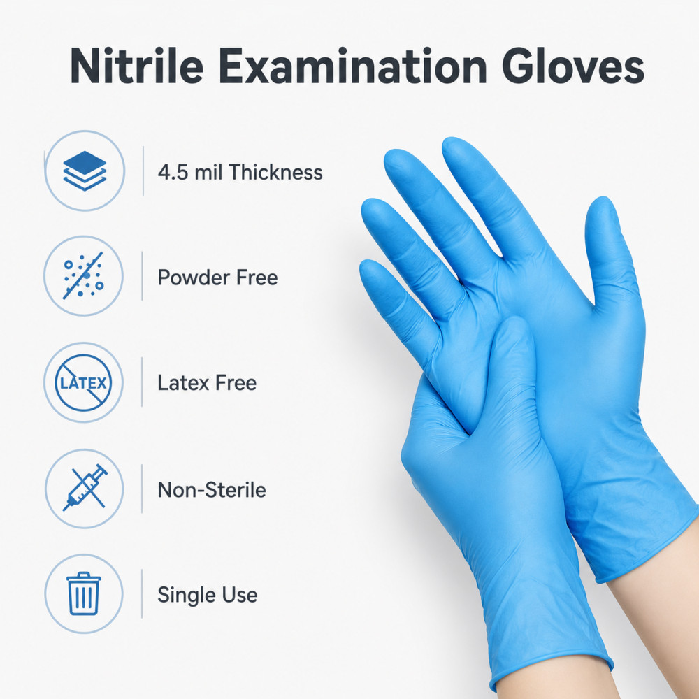 400PCS Disposable Nitrile Exam Gloves 4.5 mli Powder & Latex Free Cleaning Glove