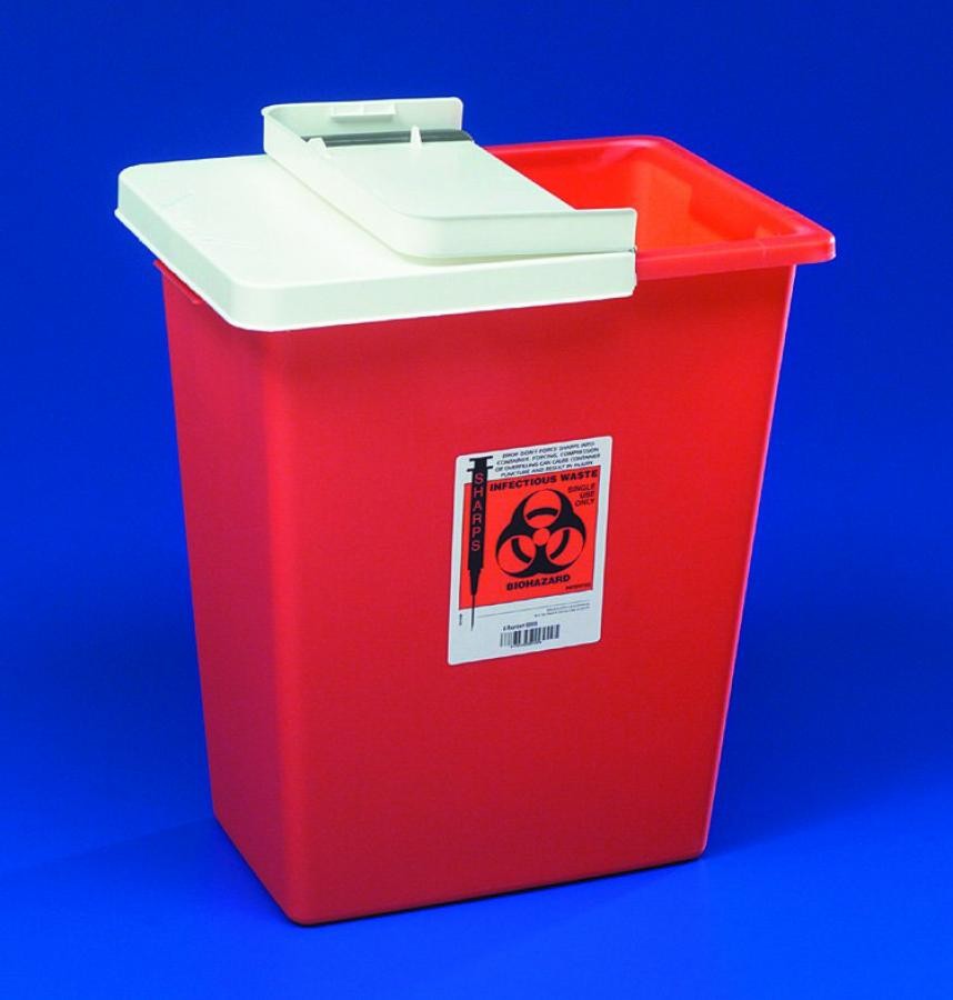 SharpSafety Sharps Container 173/4x11x151/2″ 8 gal Red Vertical Entry Plastic 10