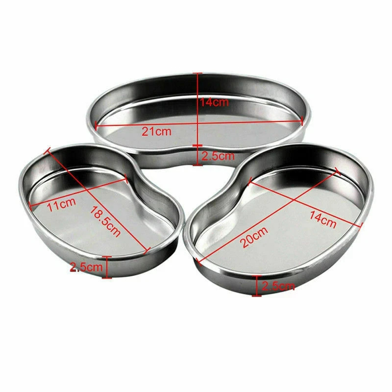Dental Lab Medical Stainless Steel Kidney Instrument Tray Bowl Dish Bowl 3 Sizes