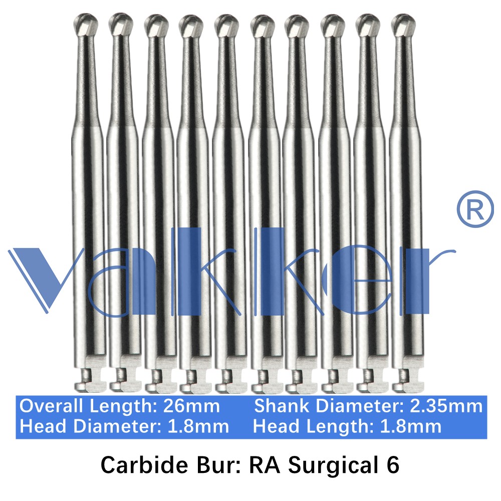 10-100pc Dental Surgical Round Carbide Burs Latch Type Slow Speed 26mm RA SURG 6