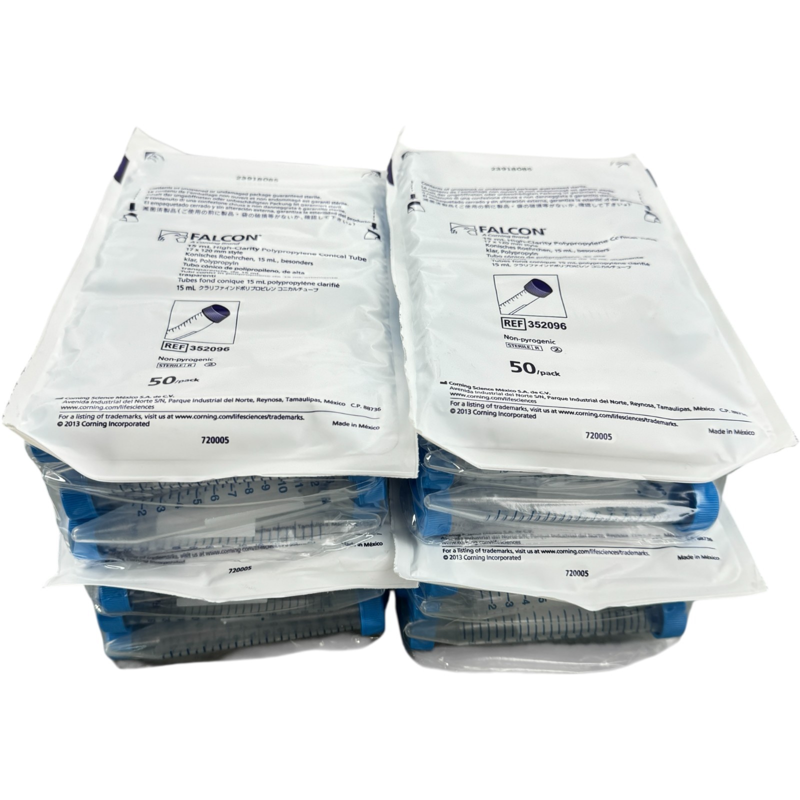 Falcon 15 ml High Clarity Polypropylene Conical Tube 17×120 mm Style 200 pack