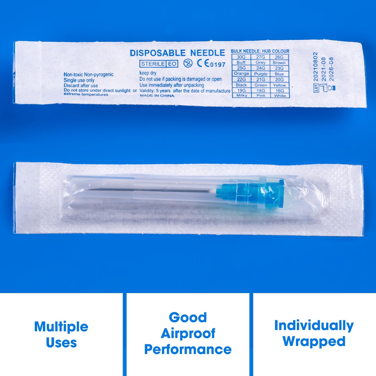 Meterbox 100 Pack 23 Ga 1.5 inch Disposable Needles with Caps for Scientific …