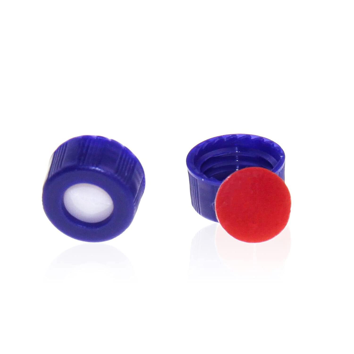 100Pcs 9-425 Screw Caps 9mm Thread White Silicone/Red PTFE Septa for 2ml Vials