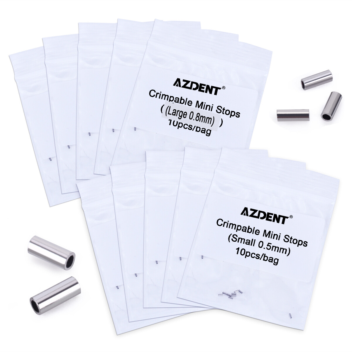 Dental Orthodontic Crimpable Mini Stops 0.5mm/0.8mm fit Round Arch Wire 10pc/bag