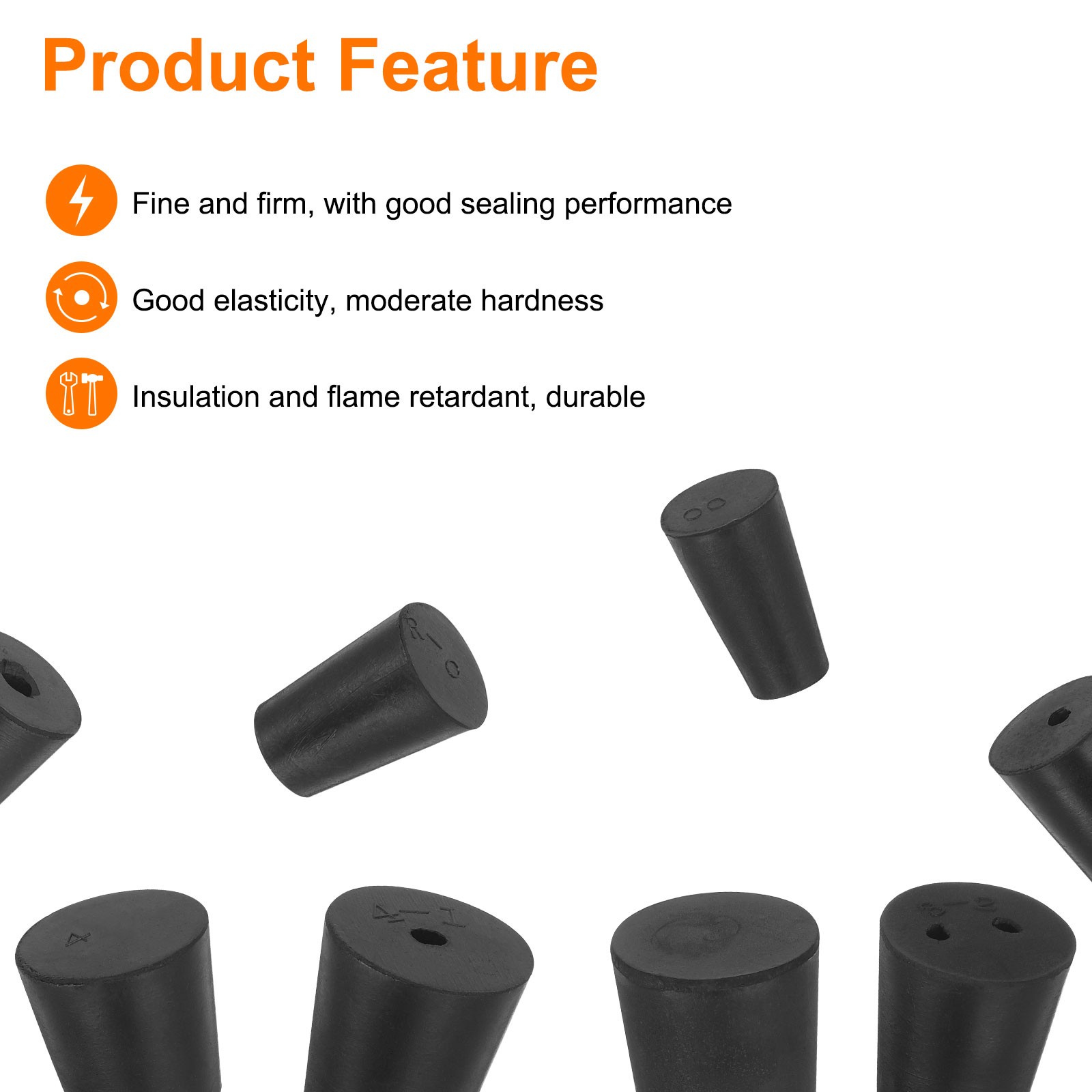 2Pcs Solid Rubber Stopper Tapered Seal Tube Stopper Plug 63x54x25mm Black
