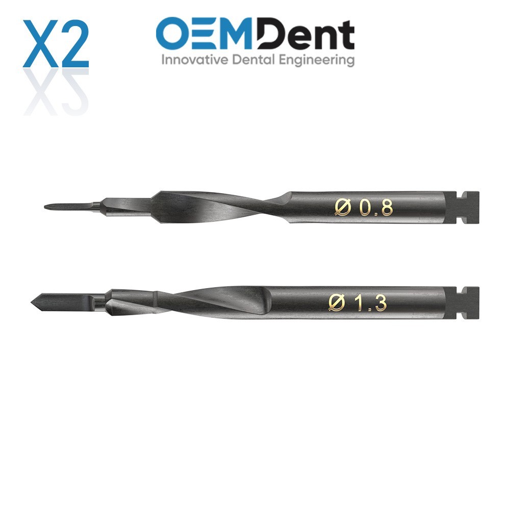x2 GDT Dental Reverse Carbide Drill 30mm Precision Rotary Tool Ø0.8mm Ø1.3mm