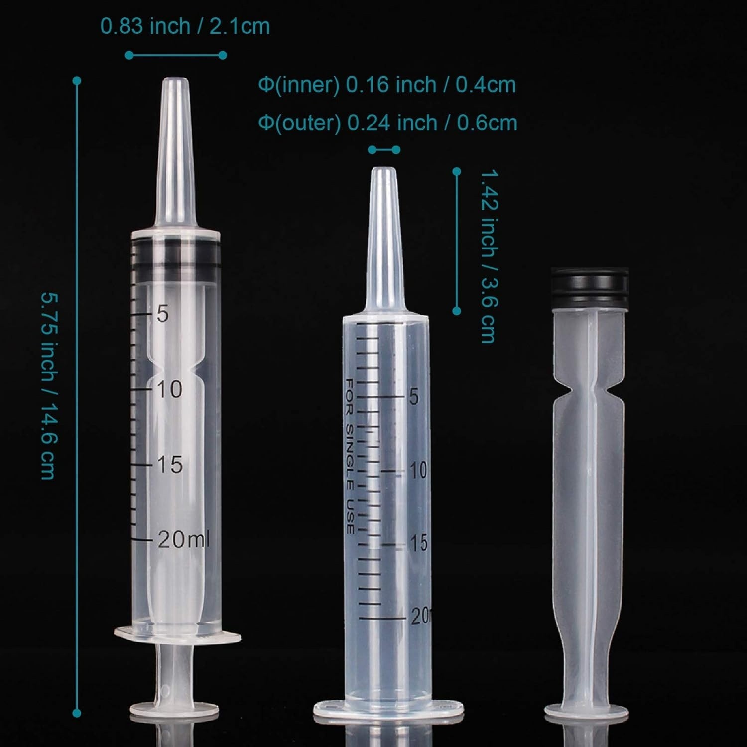 20ml Plastic Syringe Without Needle for Liquid – Measuring Syringes, Transparent